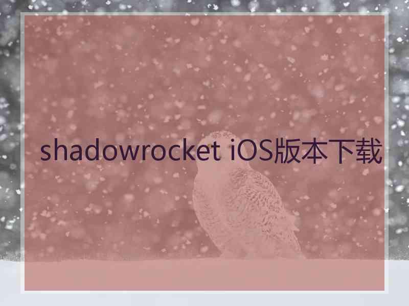 shadowrocket iOS版本下载