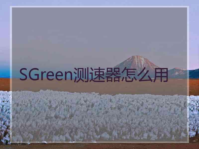 SGreen测速器怎么用