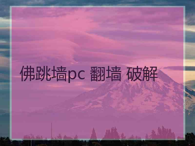 佛跳墙pc 翻墙 破解