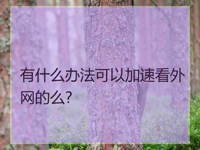 有什么办法可以加速看外网的么?